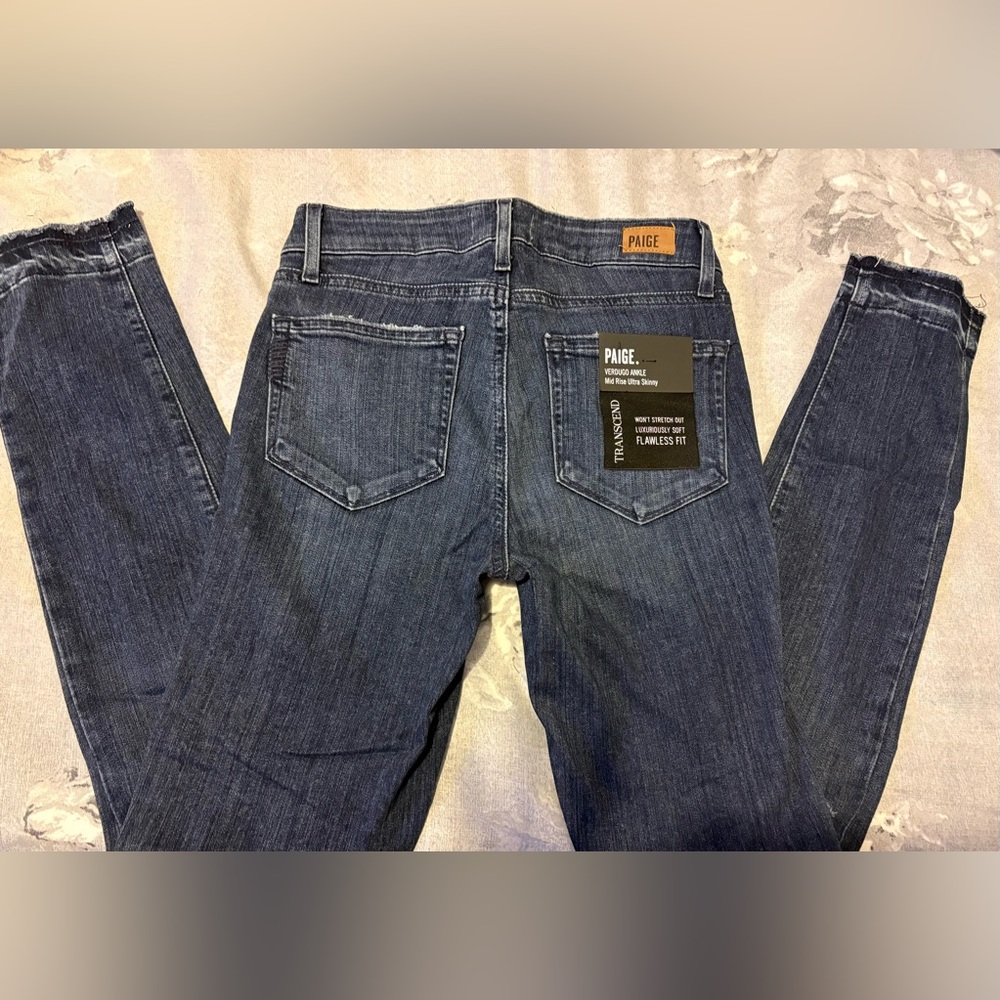 PAIGE Women's Dark Blue Ankle Jeans